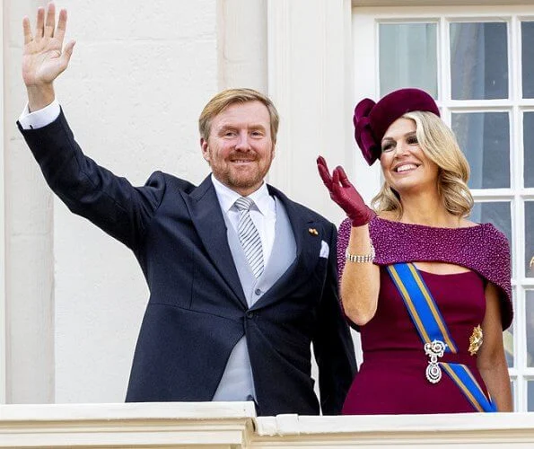 King Willem-Alexander, Prince Constantijn and Princess Laurentien. Queen Maxima wore a new dress by Jan Taminiau