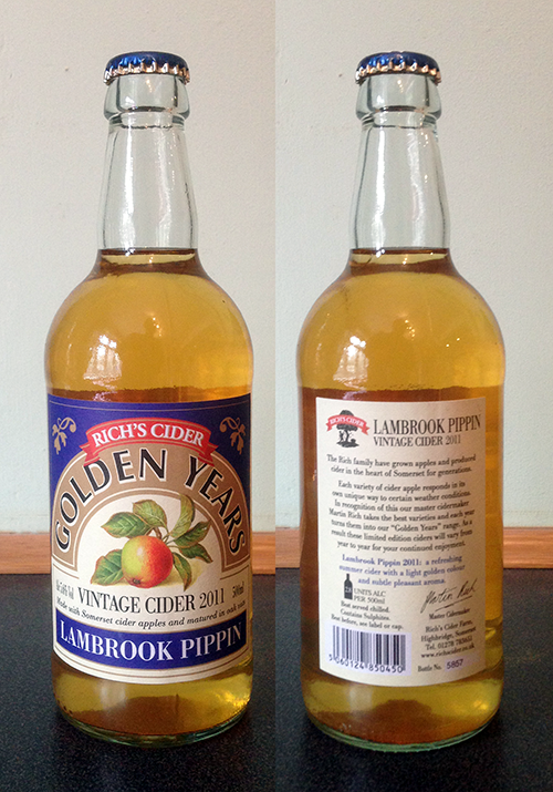 Cider Pages Rich's Cider Golden Years Vintage Cider 2011 Lambrook Pippin