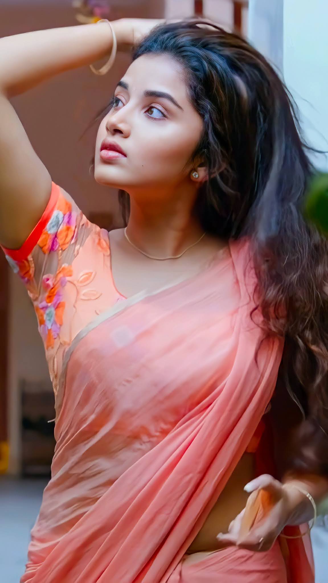Anupama Anupama Parameswaran in Orange Sari