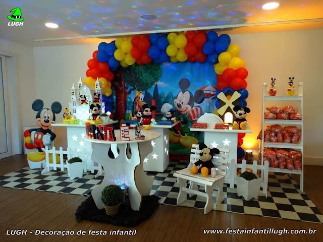 Mickey Mouse - Decoração provençal simples para festa de meninos Decoração infantil Mickey (Mouse) para festa de aniversário infantil - Provençal simples