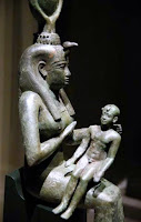 Mother Goddess Sculpture of Isis while nursing Horus, similar depiction of Mother Marry and Jesus.