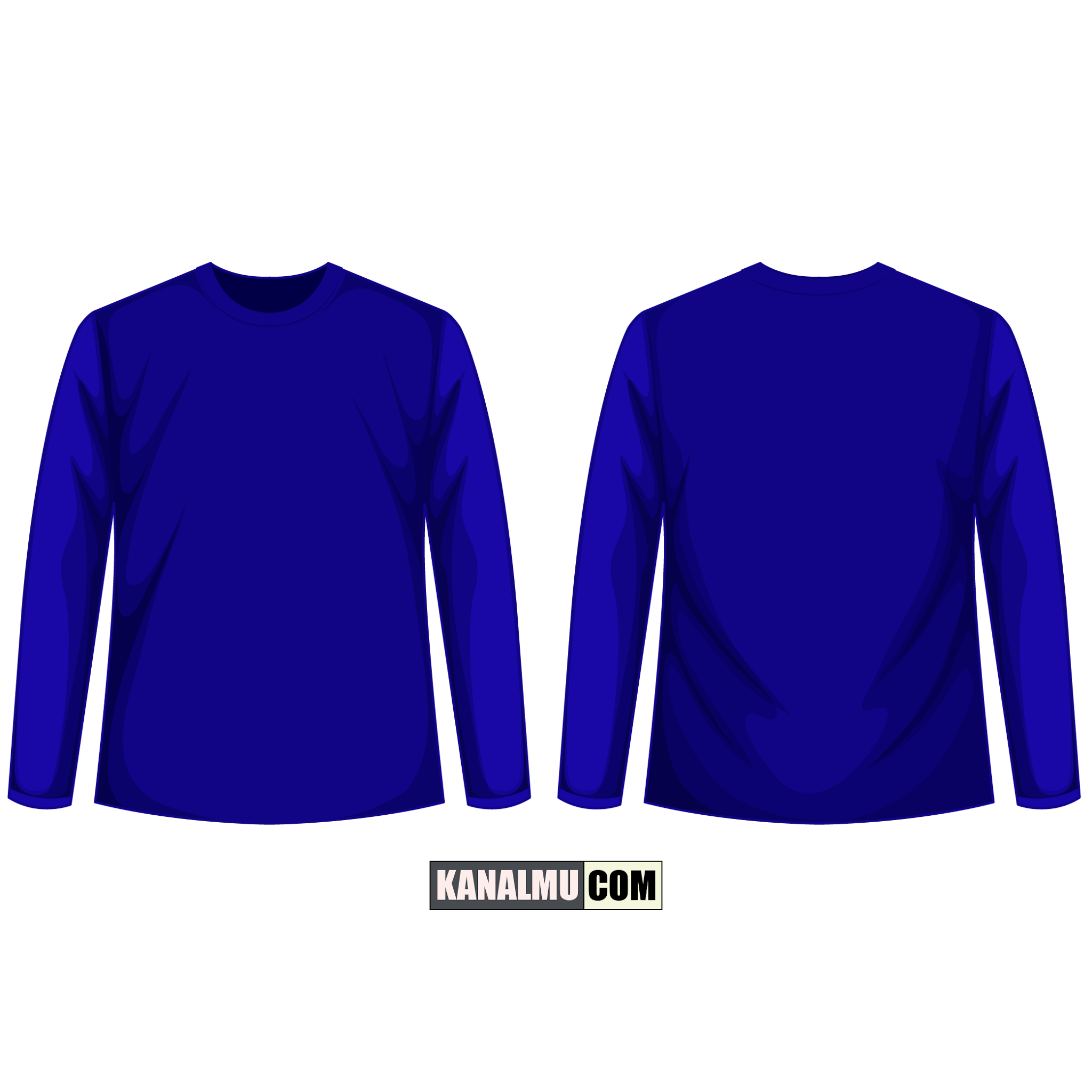 mentahan kaos polos biru depang belakang lengan panjang PNG - kanalmu