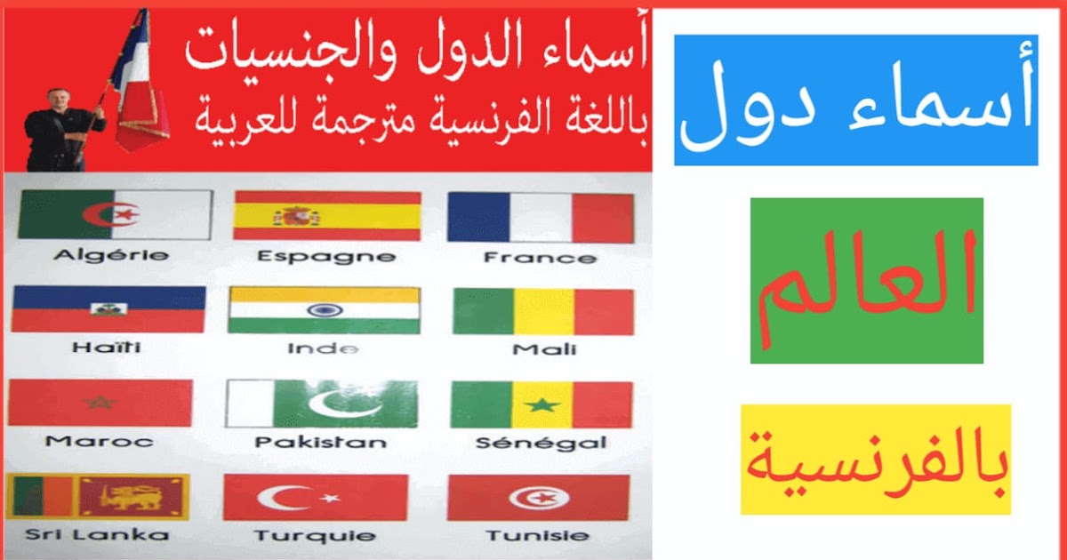 اسماء دول العالم باللغة الفرنسية مع الترجمة باللغة العربية