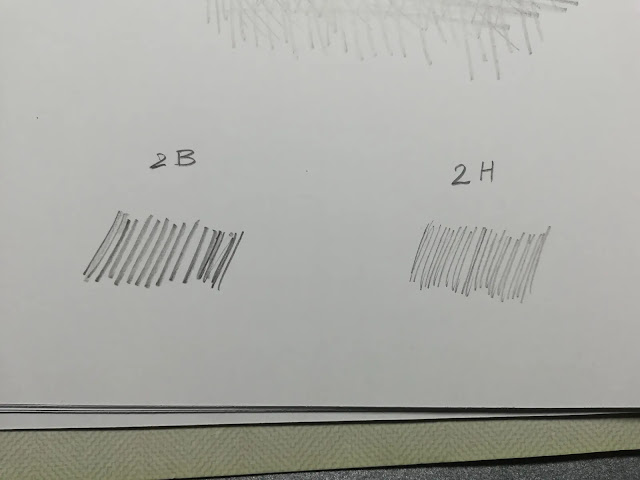 two examples of shading using different grades of pencils 2B and 2H