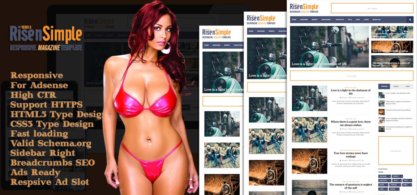 RisenSimple RisenSimple - Fastest Loading and Mobile Friendly for Magazine Blogger Template