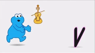Animated Cookie Monster sings the V Violin Song, Sesame Street Episode 4404 Latino Festival season 44