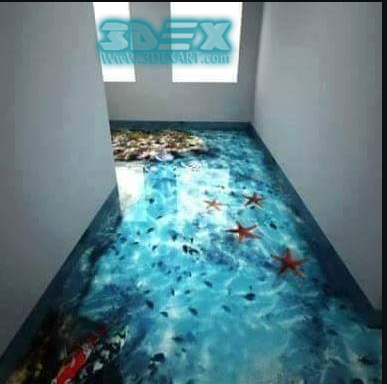 awesome 3D epoxy floor coating for hallway in restaurants and hotels