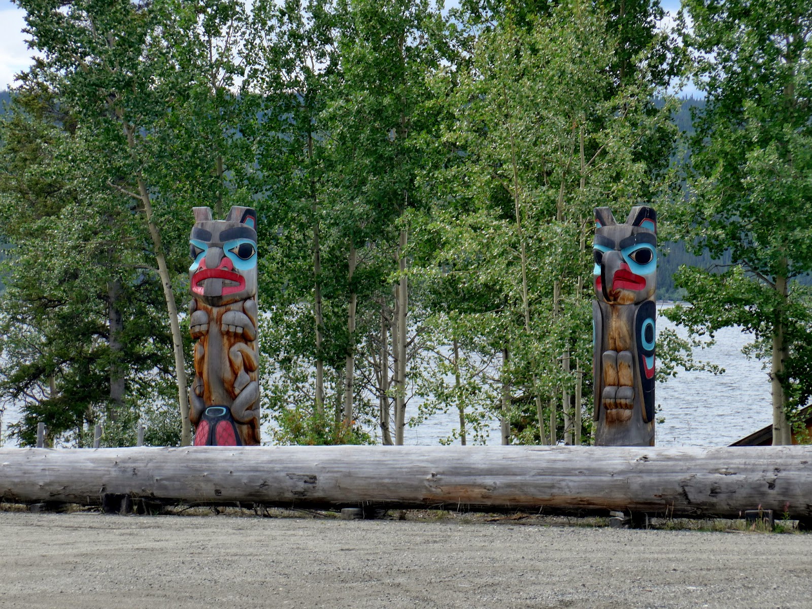Totem poles at The Teslin Tlingit Heritage Centre