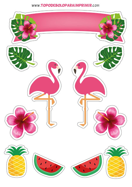 topo de bolo flamingo para imprimir