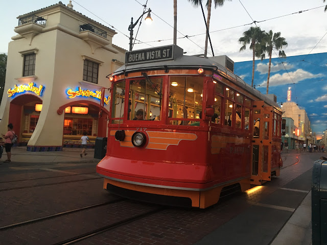 Red Car Trolley In Hollywoodland Disney California Adventure