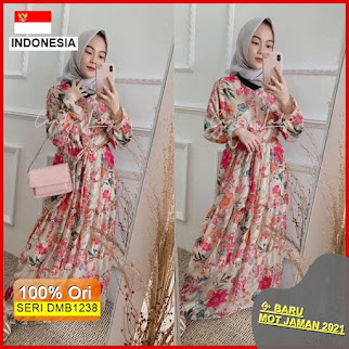 DMB1238 DRESS WANITA 1KG MUAT 4PCS SYIFANA MAXY GLAMOUR DRESS SUMMER FLORAL MOTIF HITS SELEBGRAM BARU 2021