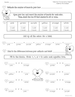 Free Valentine Conversation Hearts Worksheet and Math Lesson | Teacher