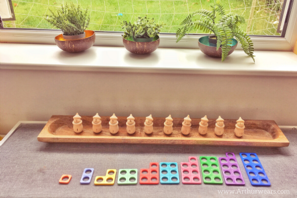 numicon and corresponding peg pot people with numbers