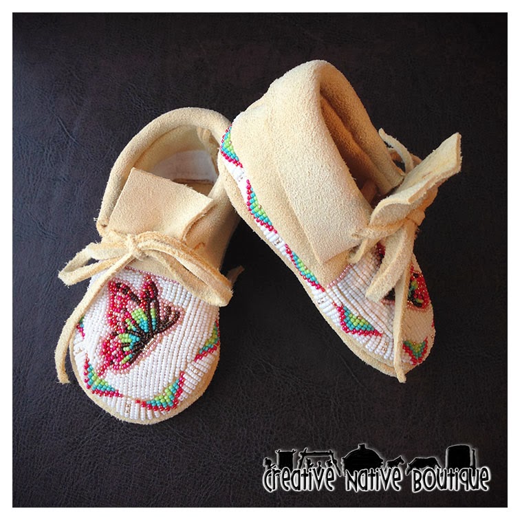 Creative Native Boutique Custom Baby Moccasins with Butterfly Design