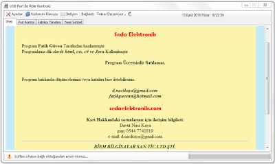 usb ile bilgisayardan kontrol programı