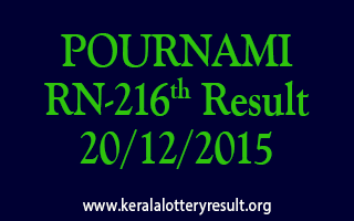 POURNAMI RN 216 Lottery Result 20-12-2015