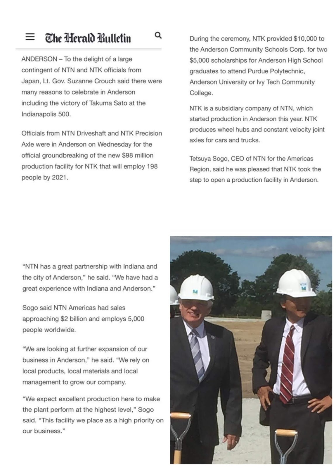 June 7, 2017 Groundbreaking Ceremony for the 2nd plant of NTK