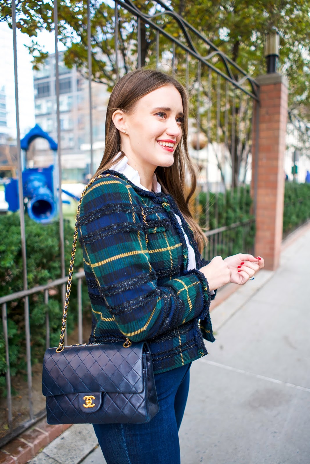 j crew black watch plaid dress