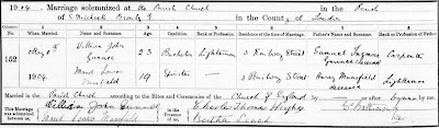 "London, England, Marriages and Banns, 1754-1921," database, Ancestry.com Operations, Inc., Ancestry.com (www.ancestry.com : accessed 4 Jul 2012), William John Gunnee and Maud Louisa Mansfield, married 8 May 1904; citing London Metropolitan Archives, Saint Michael And All Angels, Bromley, Register of marriages, P88/MIC, Item 024.