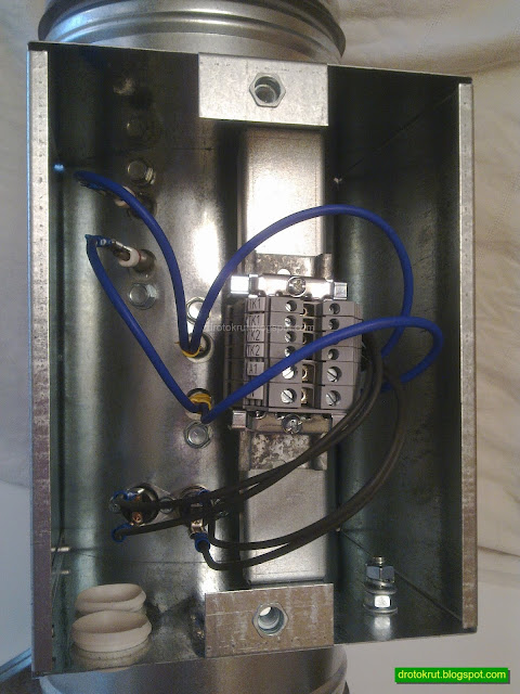 Содержимое отсека подключения канального нагревателя C-EVN-K-160-3,0 от ССК