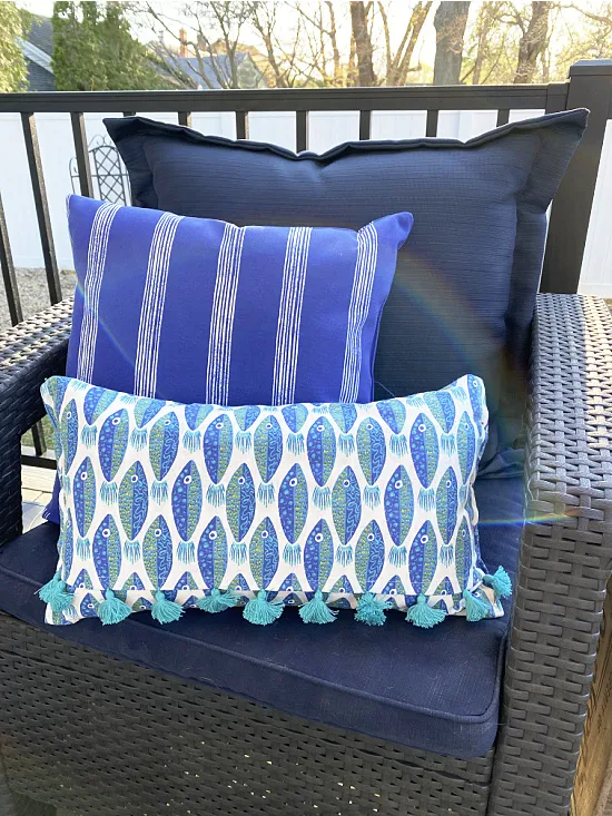 fish pillow in outdoor chair