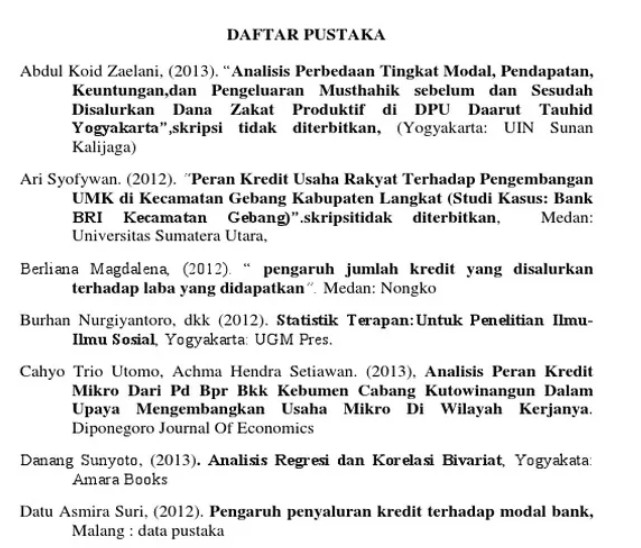 Contoh Susunan Daftar Pustaka