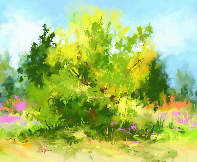 Summer digital summer landscape painting by Mikko Tyllinen