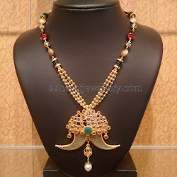 gold tiger nail locket swirls pendant designs short puligoru jewellery rubies studded layers combination attached ruby beads necklace multi