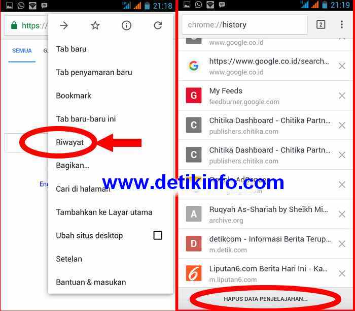 Cara Hapus History jelajah Chrome Android Detik Info