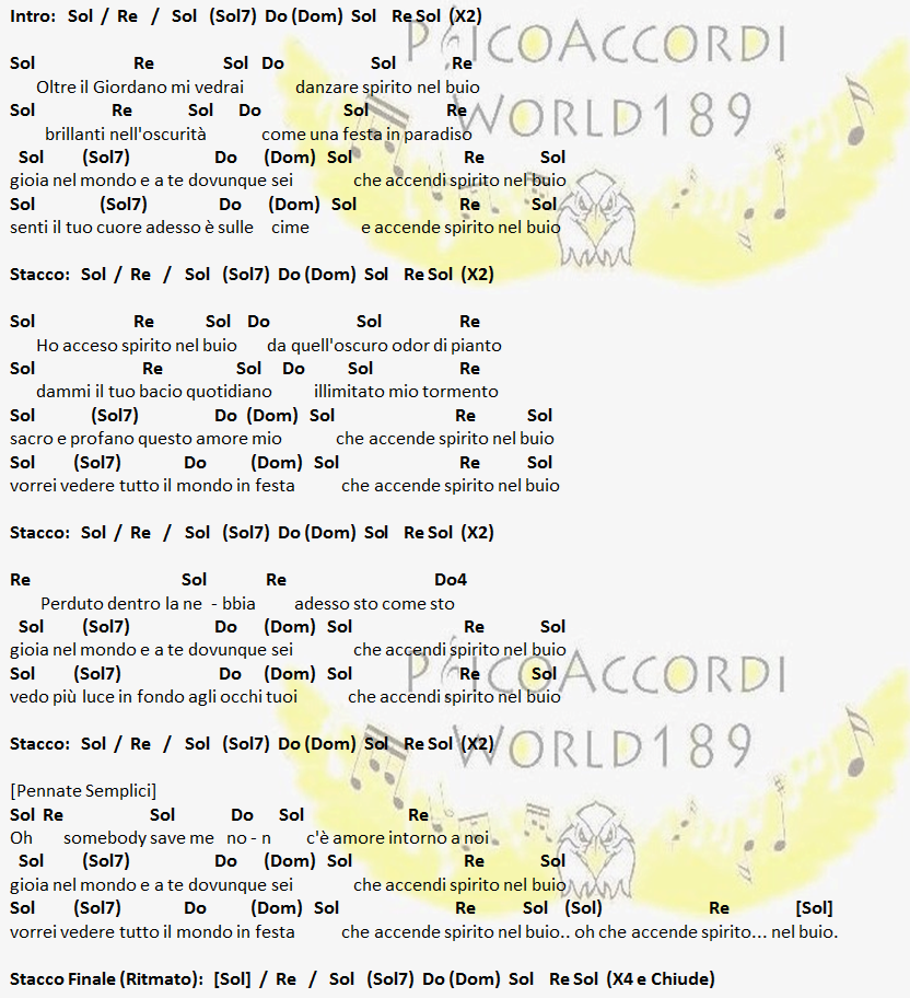PsicoAccordiWorld189 Zucchero Spirito nel Buio [Accordi]
