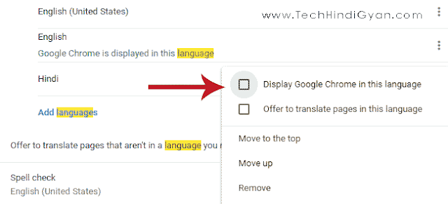 Tick on "Display google chrome in this language"