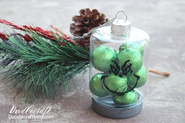 Hand Crafted, Holiday, Grinch Pixel Art Christmas Ornament