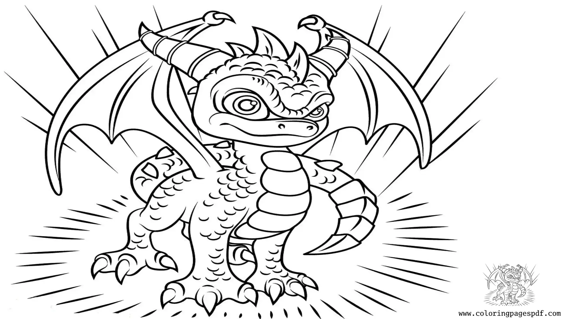 Coloring Page Of A Small Angry Dragon