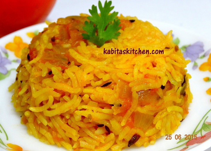 Kabita's Kitchen Tomato Rice RecipeTomato Rice In Pressure Cooker