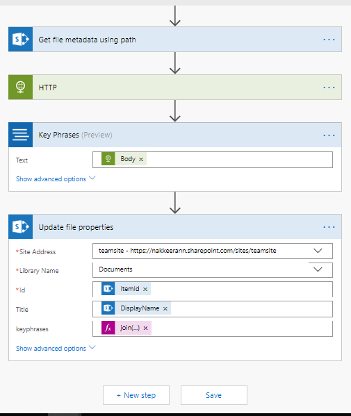 Building Second Part of Microsoft Flow - Classify by Text Analytics API and Update SharePoint Document Item Properties