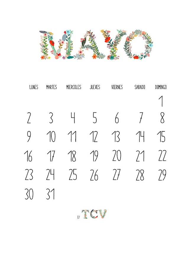 Calendario descargable de mayo