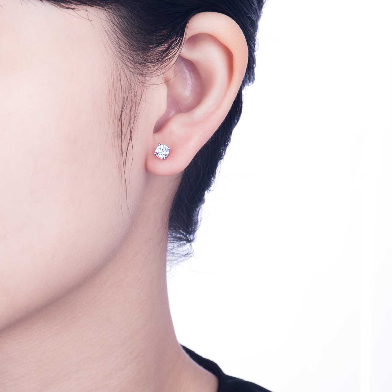 Bông tai Vàng trắng 10K đính đá ECZ Swarovski PNJ XM00W000115