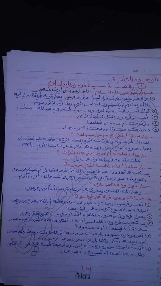 مراجعة التربية الاسلامية للصف الرابع الابتدائي الفصل الدراسي الثاني أ/ دعاء المصري 5