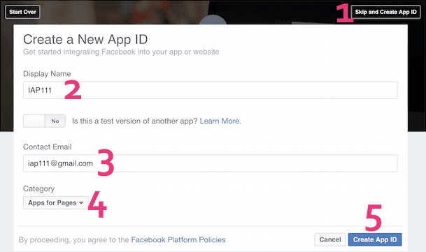 Create a New App ID Create Instant articles