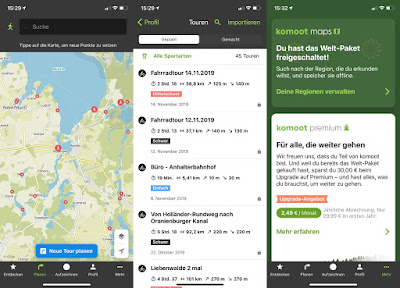 Komoot auf dem Smartphone