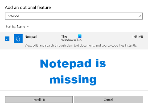 Notepad bị thiếu