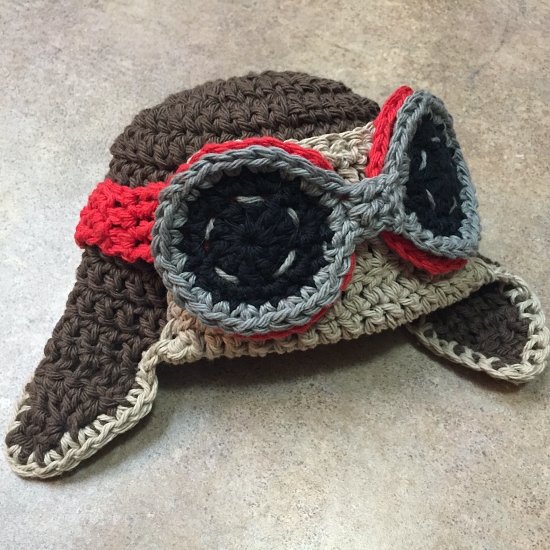 crocheted aviator baby hat