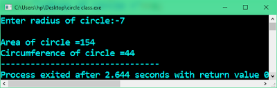 Program in C++ to calculate the area and circumference of circle using ...