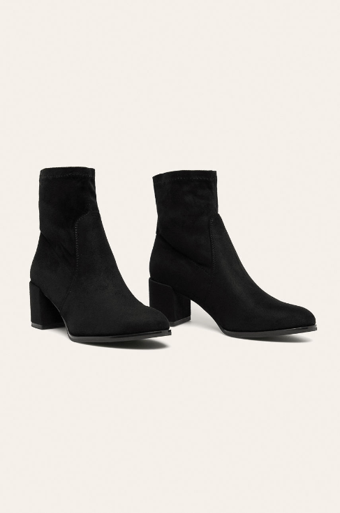 Botine cu toc gros piele intoarrsa casual de zi la reducere de iarna