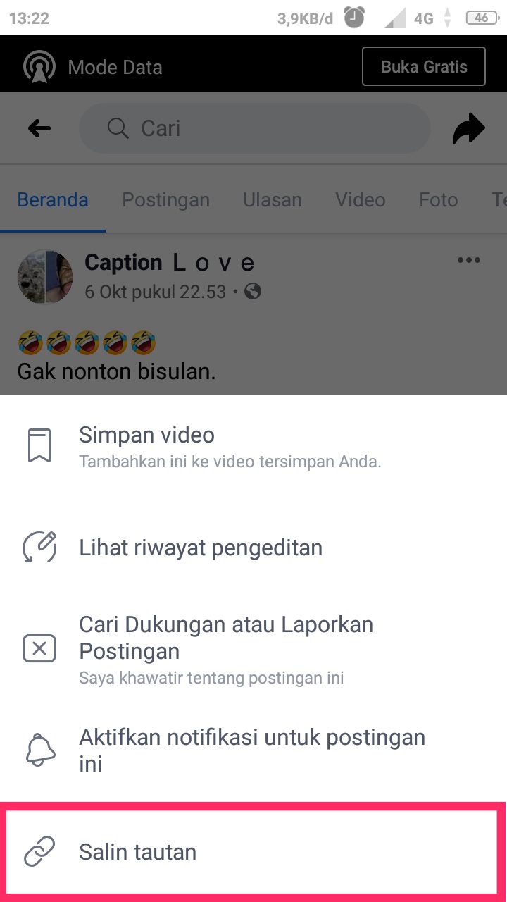 Cara Copy Link facebook