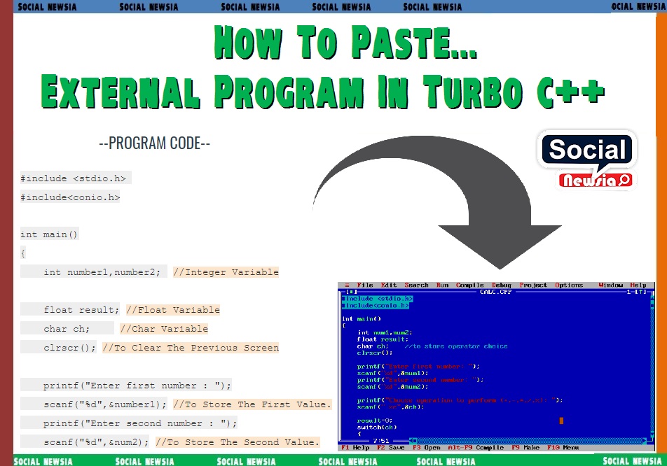 How To Paste External Program, Text In Turbo C++ Compiler - Social Newsia