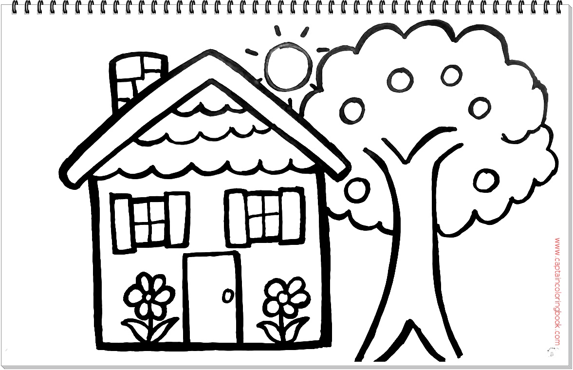 House With Trees Coloring Pages Coloring Pages