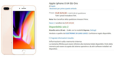 iPhone 8 disponibile su Amazon Marketplace
