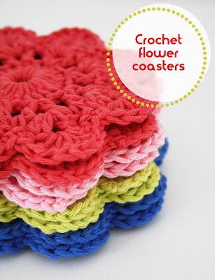 Crochet flower coasters