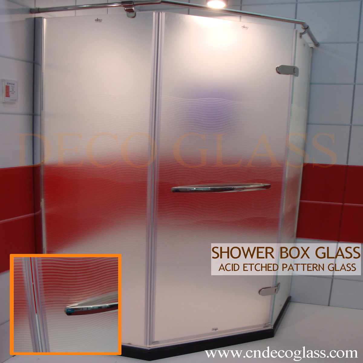 Deco Glass Shower box glass door with acid etching designs